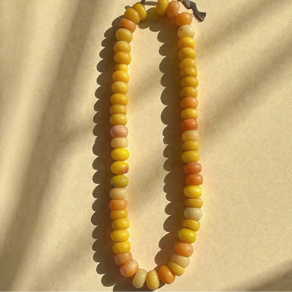 Vintage African Trade Beads Large Yellow/Amber Color Polystyrene Resin 19-20mm